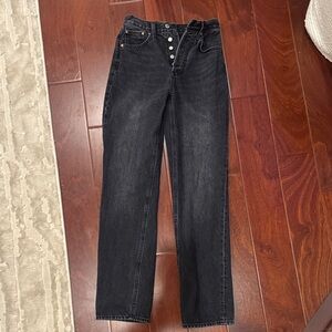 Denim Forum Black Straight-Leg High-Rise Jeans